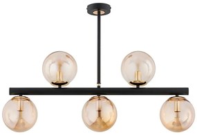 Lampadario a sospensione con supporto rigido TUKANE 5xE14/10W/230V nero/oro