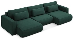 Divano angolare verde allungabile/con contenitore (a U) Kapua – Makamii
