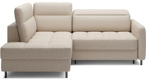 Divano angolare beige allungabile/con contenitore (con penisola a sinistra/a L) e rivestimento in velluto Barea – ELTAP