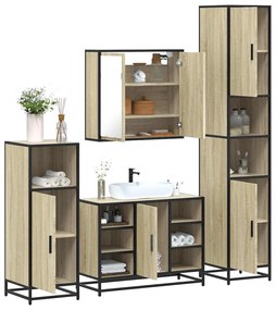 Set Mobili Da Bagno 4 Pz Rovere Sonoma İn Legno Multistrato /