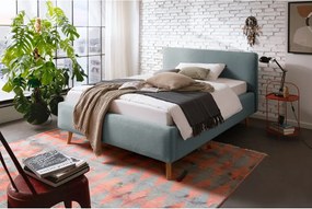 Letto matrimoniale imbottito blu polveroso con contenitore con rete inclusa 140x200 cm Mattis – Meise Möbel