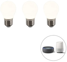 Set di 3 lampadine LED intelligenti E27 dimmerabili P45 4,5W 400lm 2200-4000K