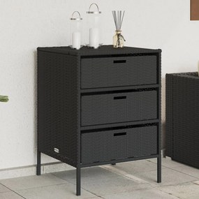 Armadietto Portaoggetti Da Giardino Nero 55x59x80cm Polyrattan /