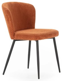 Set di 4 sedie da pranzo in velluto a coste arancione Megan - Marckeric