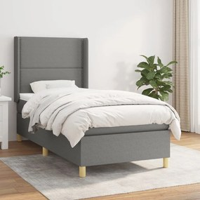 Giroletto A Molle Con Materasso Grigio Scuro 90x200 Cm Tessuto /