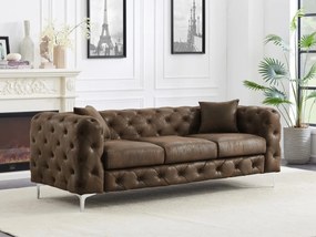 Divano 3 posti chesterfield in Microfibra con aspetto Pelle invecchiata - EDWINA