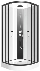 Cabina doccia quarto di cerchio Altezza regolabile L80 x l80 x H213/232 cm Nero e Bianco - ROVATA