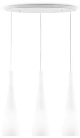 Ideal Lux -  Lampada a sospensione MILK SP3  - Sospensione con tre diffusori a base ellittica, in metallo smaltato di bianco. Diffusore in vetro bianco (soffiato e acidato).