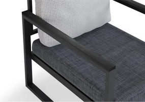 Set Salotto Da Esterno 1 Divano 2 Poltrone E Tavolino Metal Frame MTLKNP003 Grigio Scuro