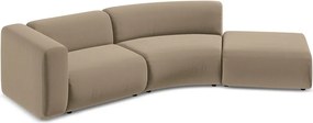 Chaise longue beige (con penisola a destra) con rivestimento in velluto Ekahi – Makamii