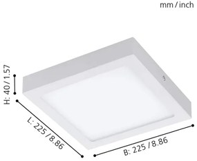 Eglo 33316 - Plafoniera LED RGBW dimmerabile FUEVA-C LED/15,6W/230V 22,5x22,5cm bianca