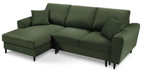 Divano letto in velluto a coste verde, angolo sinistro Moghan - Micadoni Home
