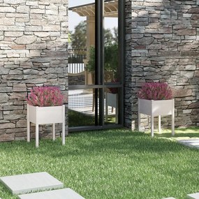 Fioriere Da Giardino 2 Pz Bianche 50x50x70 Cm Massello Di Pino /