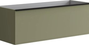 Mobile da bagno sospeso sotto lavabo Pixel frame 1 cassetto L 120 x H 40 x P 45.5 cm verde salvia e maniglia alluminio nero opaco