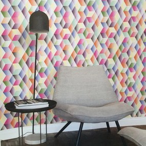 Carta da parati Effetto Cubi multicolore, 46.5 cm x 8.37 m