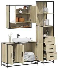 Set Mobili Da Bagno 3 Pz Rovere Sonoma İn Legno Multistrato /