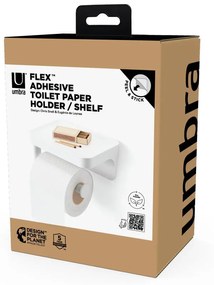 Porta carta igienica bianco autoportante in plastica riciclata Flex Adhesive - Umbra