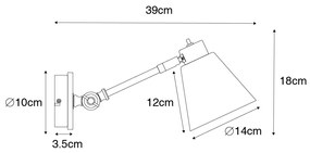 Applique Art Déco bronzo con marmo e vetro ambrato - Nina