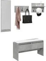 Set Mobili da Ingresso 4 pz Grigio Cemento in Legno Multistrato 847922