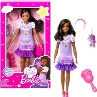 La Mia Prima Barbie Giocattolo Bambola Bambini Snodabile Abito Lilla e Peluche