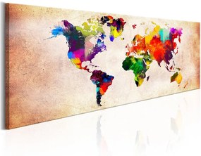 Quadro World Map  Colourful Ramble  Colore colorful, Dimensioni e Misure 135x45