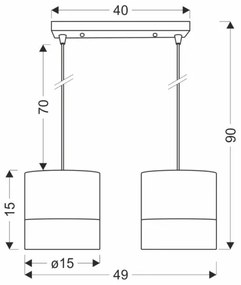 Lampadario a sospensione con filo BIANCO 2xE27/40W/230V bianco/marrone