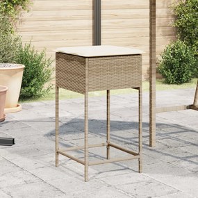 Sgabelli da bar con cuscini 2 pz beige in polyrattan