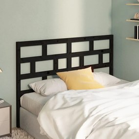 Testiera Per Letto Nera 126x4x100 Cm İn Legno Massello Di Pino /