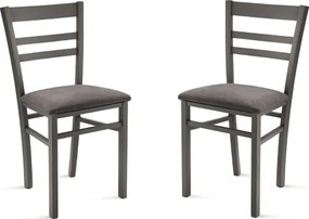 Sedia imbottita in tessuto Grigio Scuro e sruttura in legno HOLLY 2 sedie