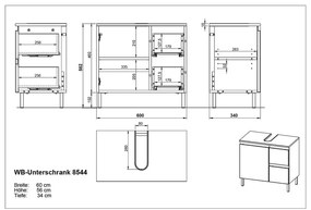Mobile bianco sotto il lavabo 60x56 cm Salinas - Germania