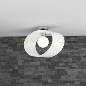 Lap plafoniera d.42 cm 1 luce attacco e27 bianco in vetro