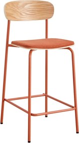 Set di 2 sgabelli da bar in colore rosso e naturale (altezza seduta 66 cm) Adriana - Marckeric
