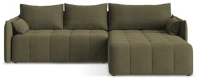 Divano angolare color kaki allungabile/con contenitore (con penisola a destra/con chaise lounge) Moku – Makamii