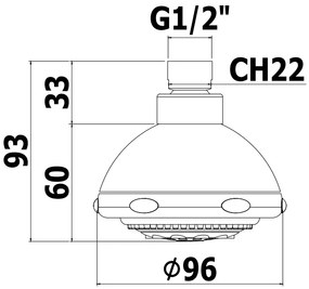 Paffoni Ischia Zsof030 soffione 96 mm a 3 getti anticalcare in abs cromo