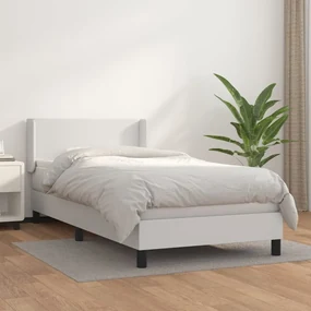 Giroletto a molle con materasso bianco 80x200 cm in similpelle
