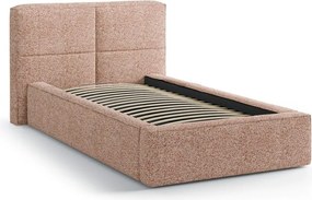 Letto singolo imbottito rosa con contenitore con rete inclusa 90x200 cm Darren – Micadoni