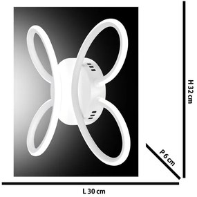 Applique LED moderno Fiore bianco IP20, NOVECENTO