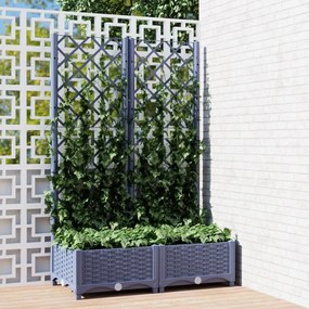 Fioriera Da Giardino E Graticcio Grigio Blu 80x40x121,5 Cm Pp /