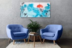 Stampa su tela – Cielo blu giapponese e sole rosso