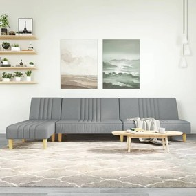 Divano Letto A L Grigio Chiaro 255x140x70 Cm İn Tessuto /