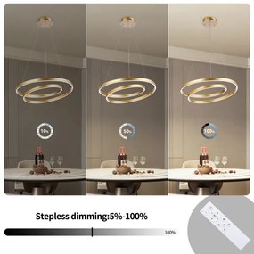 Brilagi-LED Lampadario dimmerabile a sospensione con cavo TWISTER LED/48W/230V Ø 50 cm oro + telecomando