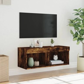 Mobile Porta TV con Luci LED Rovere Fumo 80x30x30 cm