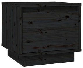 Comodino nero 35x34x32 cm in legno massello di pino