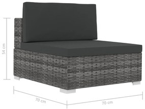 Set Divani da Giardino 4 pz con Cuscini in Polyrattan Grigio