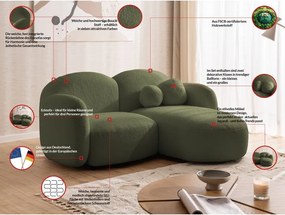 Divano angolare verde (con penisola a destra/con chaise lounge) con rivestimento in bouclé Orbit – Ropez