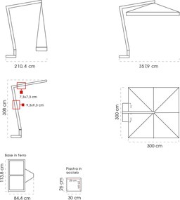 Ombrellone da Giardino Decentrato 3x3m in Legno Telo in Acrilico Danieli San Francisco Ecrù...