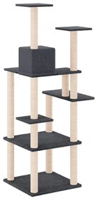Albero per gatti con tiragraffi in sisal grigio scuro 153 cm
