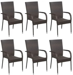 Set Mobili da Pranzo Giardino 7 pz in Polyrattan Marrone