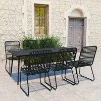 Set da Pranzo da Giardino 7 pz in Polyrattan e Vetro 3060247