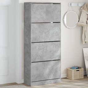 Scarpiera 4 Cassetti Ribaltabili Grigio Cemento 80x34x187,5 Cm /